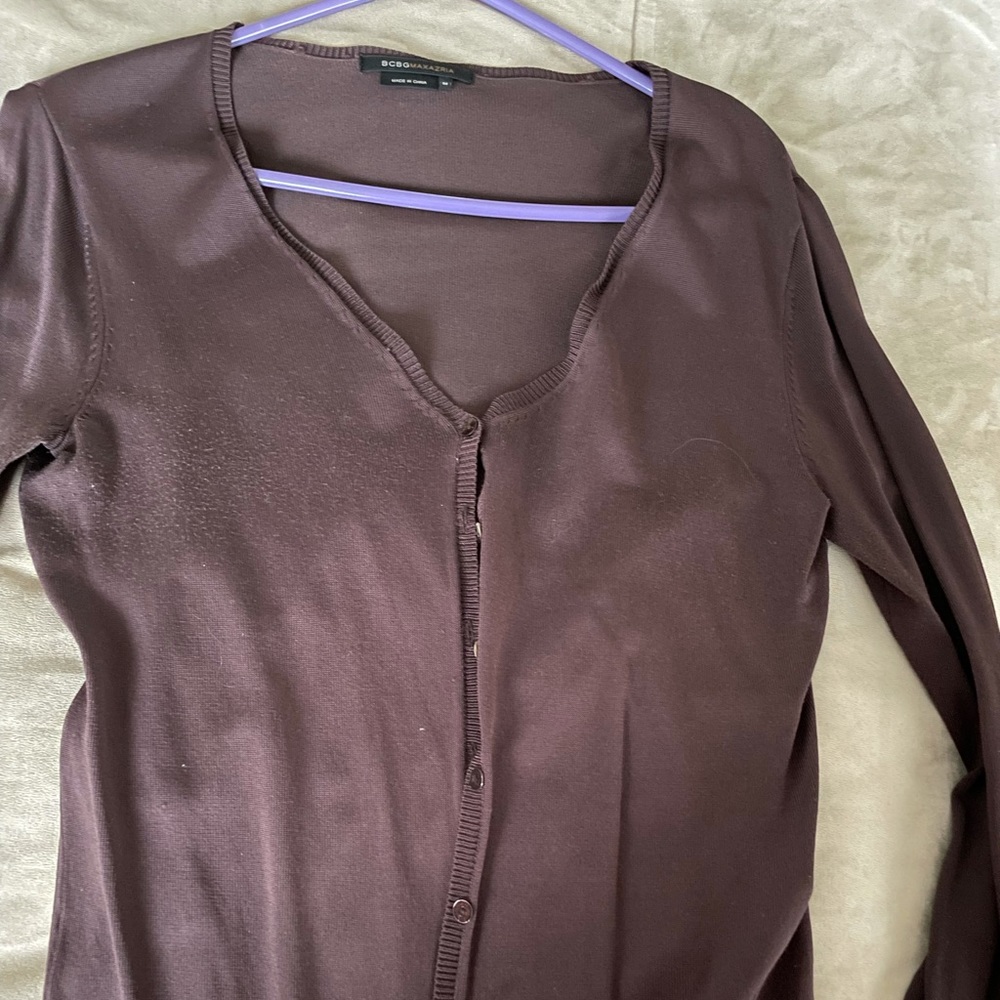 BCBGMAXAZRIA Chocolate Brown Cardigan Sweater Women’s Sz M